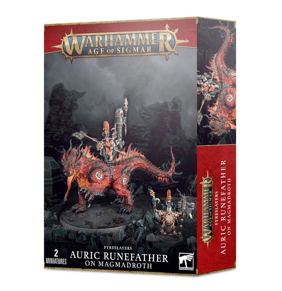 Auric Runefather on Magmadroth Fyreslayers Warhammer Age of Sigmar