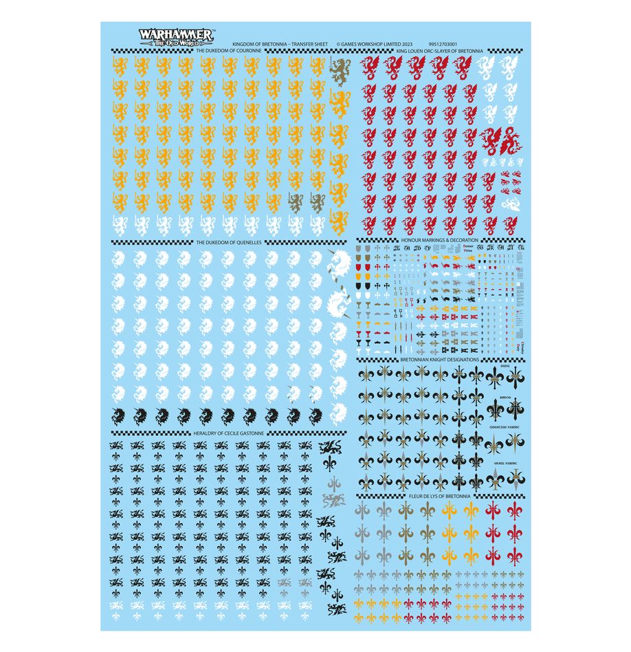 Kingdom of Bretonnia Transfer Sheet Warhammer Old World  WBGames