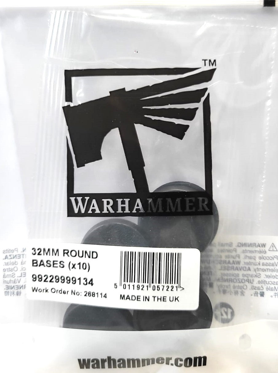 Warhammer 32mm Round Bases (X10) Games Workshop – War Battle Games